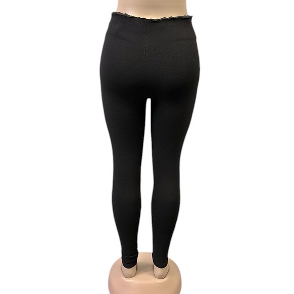 ZARA Thick Black High Waist Ponte Black Leggings Seam Front Womens Small - Picture 6 of 12